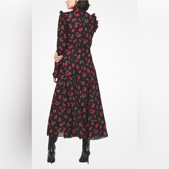 Michael Kors Collection Rose Crushed Georgette Dress Fall 2018 Size 14 NWT - Picture 2 of 7